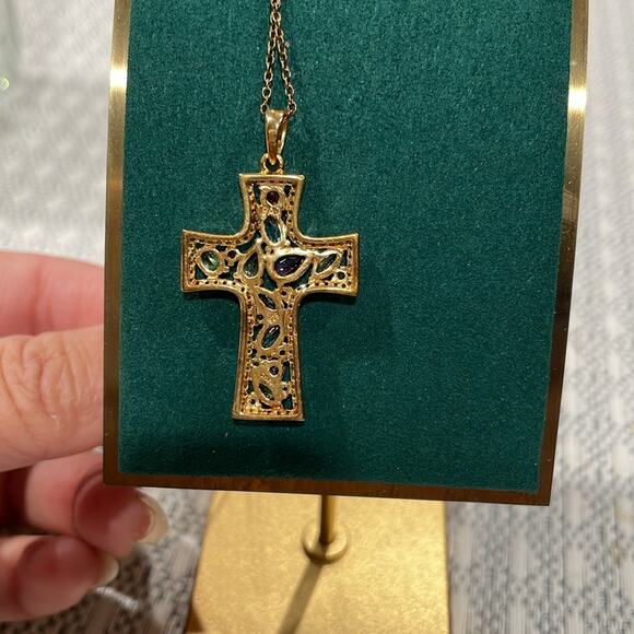 18 Kt Yellow Gold Over Sterling Silver with Multi Gem & CR Sapphire - Picture 3 of 4